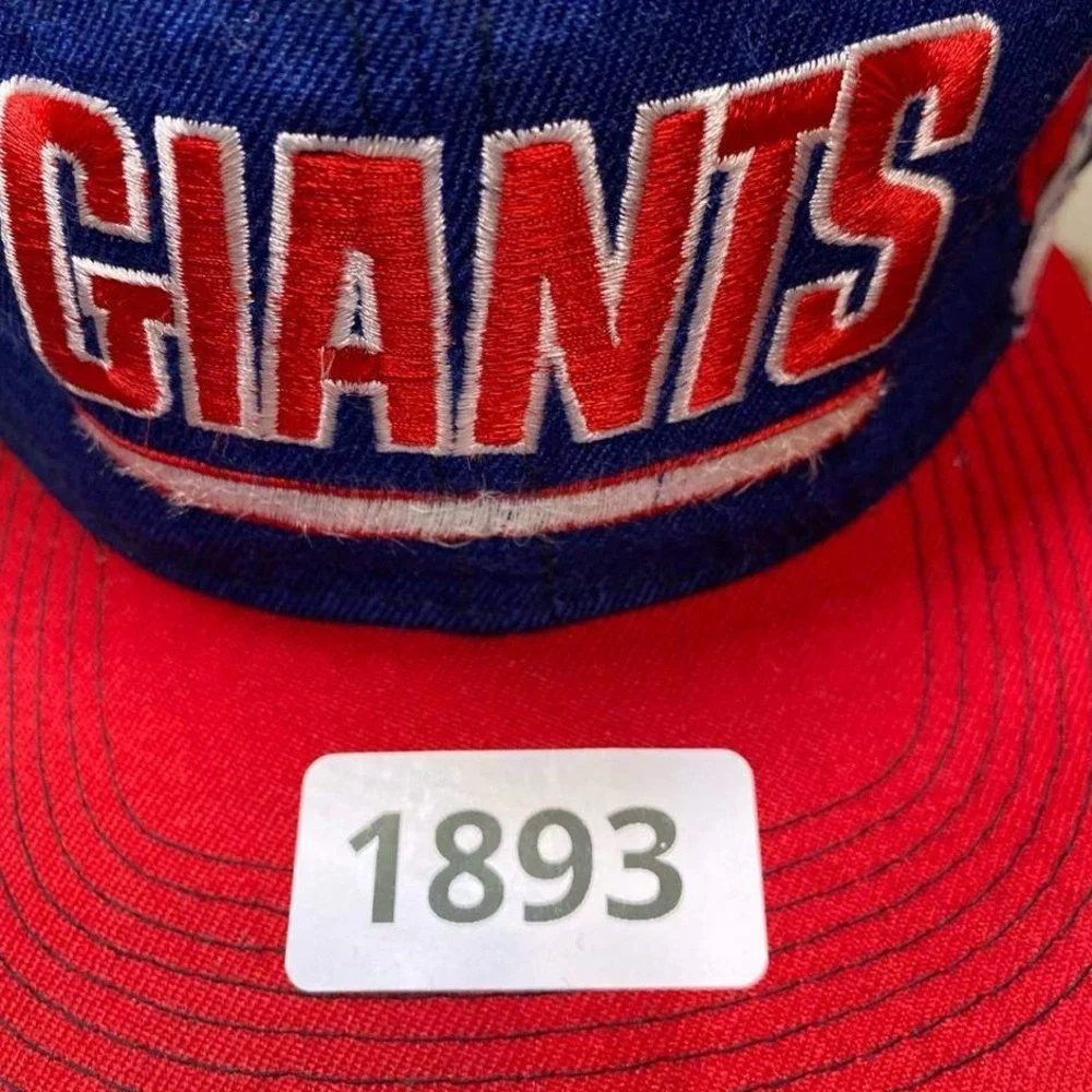 Vintage 90s New York Giants Pro Player Tape Logo Snapback Hat Cap Colorblock NFL